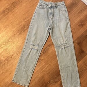 White Birch Light Blue Distressed Women's Flare Jeans